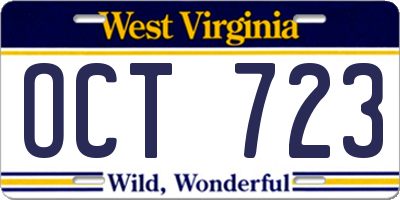 WV license plate OCT723