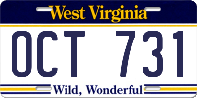 WV license plate OCT731