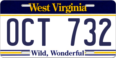 WV license plate OCT732