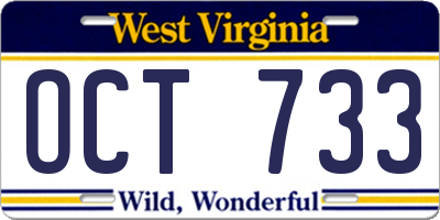 WV license plate OCT733