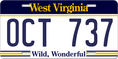 WV license plate OCT737