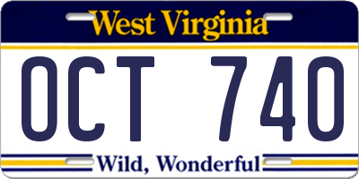 WV license plate OCT740