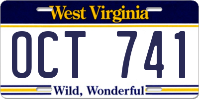 WV license plate OCT741