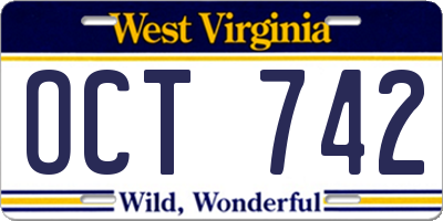 WV license plate OCT742