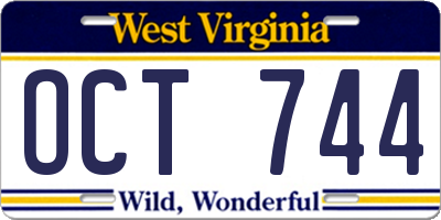 WV license plate OCT744