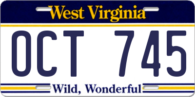 WV license plate OCT745
