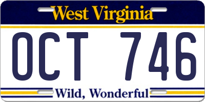 WV license plate OCT746