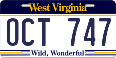 WV license plate OCT747