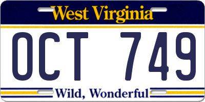 WV license plate OCT749