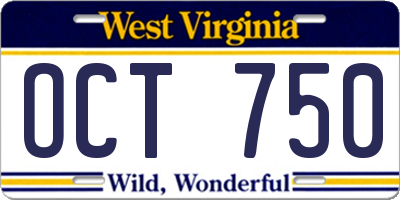 WV license plate OCT750
