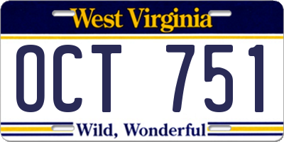WV license plate OCT751