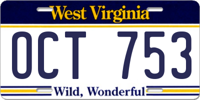 WV license plate OCT753