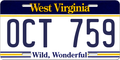 WV license plate OCT759