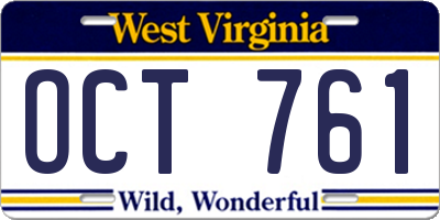 WV license plate OCT761
