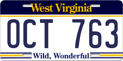 WV license plate OCT763