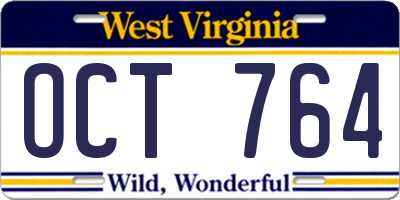 WV license plate OCT764
