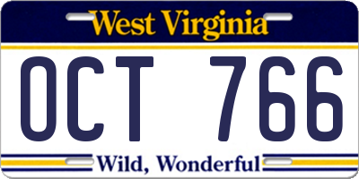 WV license plate OCT766