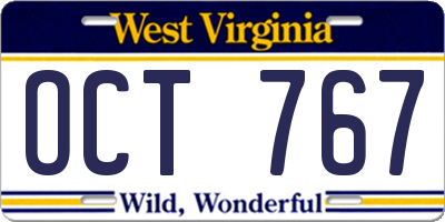 WV license plate OCT767