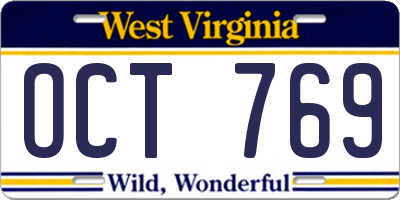 WV license plate OCT769