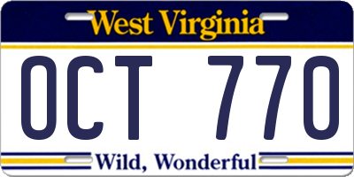 WV license plate OCT770