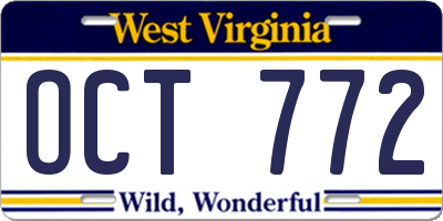 WV license plate OCT772