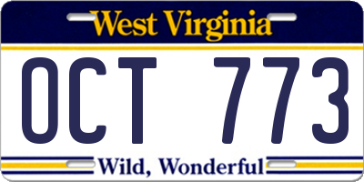 WV license plate OCT773
