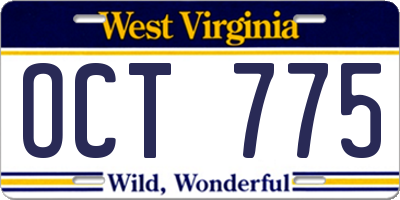 WV license plate OCT775