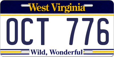 WV license plate OCT776