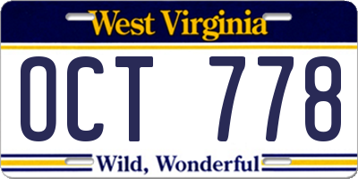 WV license plate OCT778