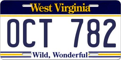 WV license plate OCT782
