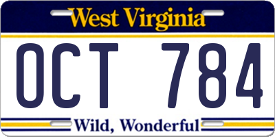 WV license plate OCT784