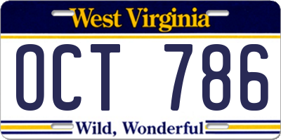 WV license plate OCT786