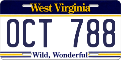 WV license plate OCT788