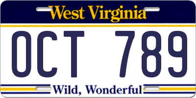 WV license plate OCT789