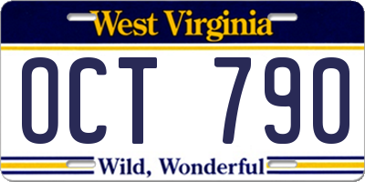 WV license plate OCT790