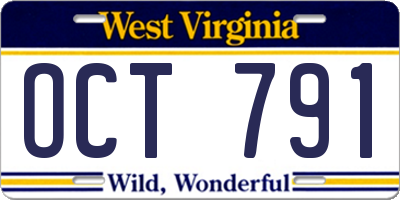 WV license plate OCT791