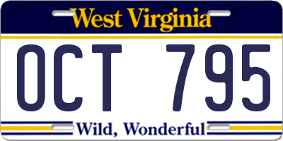 WV license plate OCT795