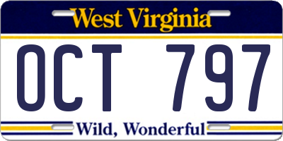 WV license plate OCT797