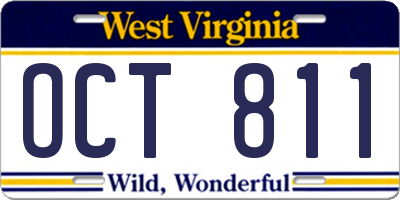 WV license plate OCT811