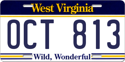 WV license plate OCT813