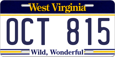 WV license plate OCT815