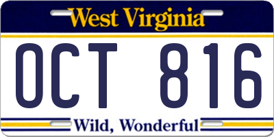 WV license plate OCT816
