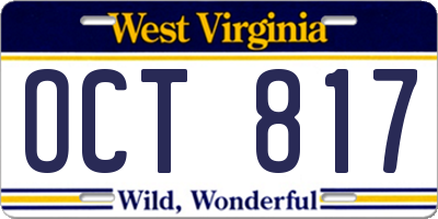 WV license plate OCT817