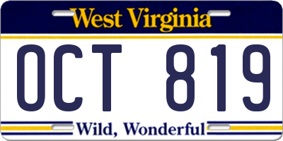 WV license plate OCT819
