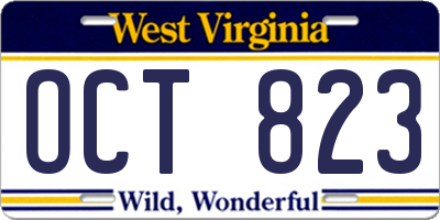 WV license plate OCT823