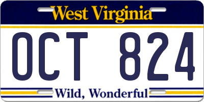 WV license plate OCT824