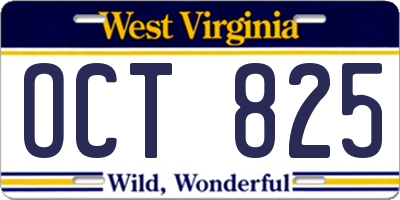 WV license plate OCT825