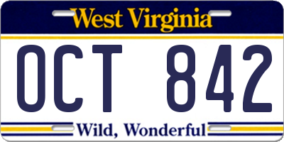 WV license plate OCT842