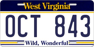 WV license plate OCT843