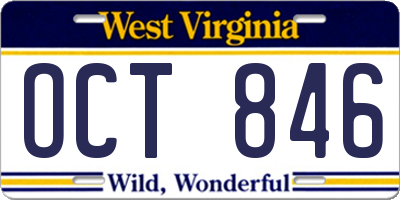 WV license plate OCT846